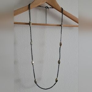 Chico's brass and bronze toned multi strand geometric necklace
